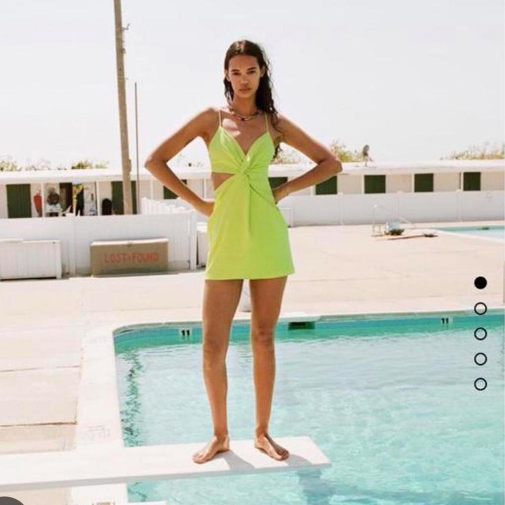 Zara Green One Piece with Spaghetti Straps and Plunging Neckline